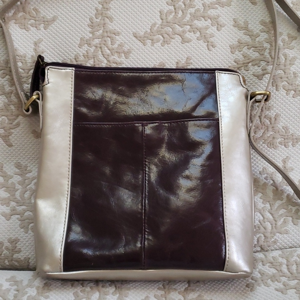 Aurielle Leather by Carryland Women’s Crossbody Bag, Two-tone Brown/ Metallic - Picture 2 of 16